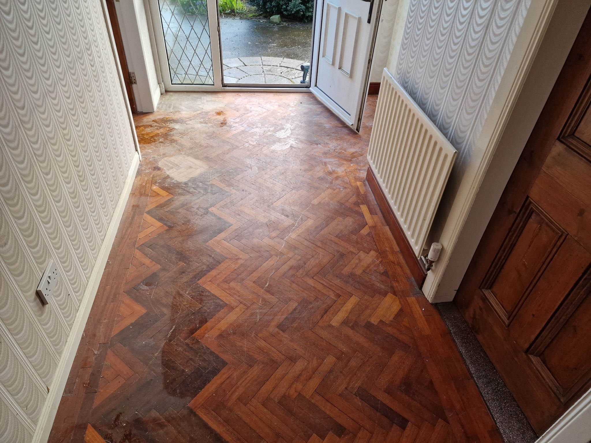 Edwardian Hallway, Bangor — before floor sanding